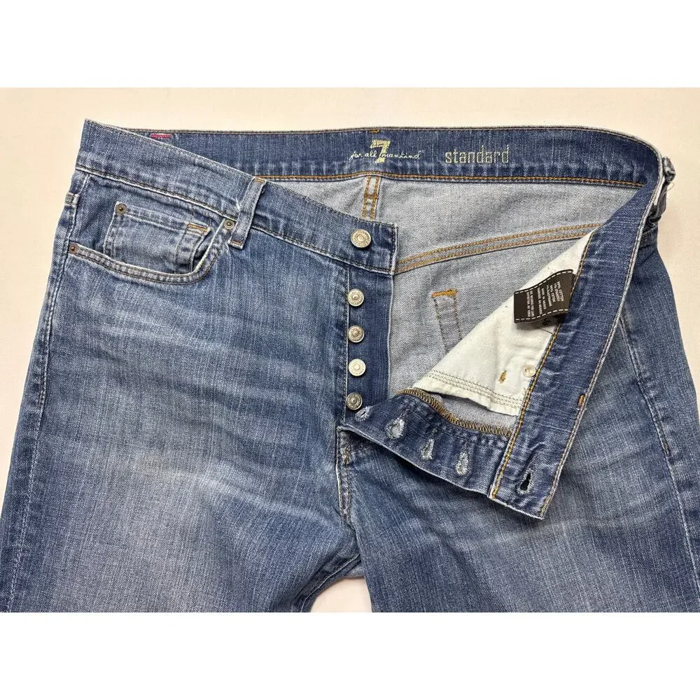 7 For All Mankind Men's Standard Fit Straight Leg Blue Jeans - Size 36 (37x33)*‎
